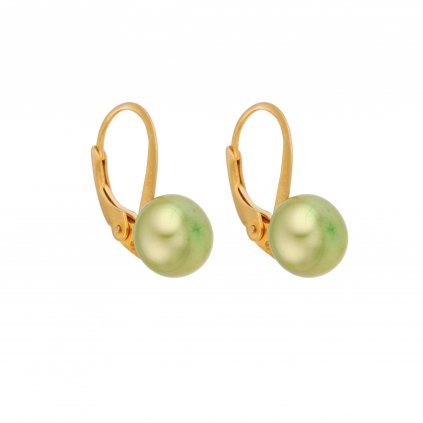Pozlacené perlové náušnice EMMA perla AA zelená EM341 Perlomanie
