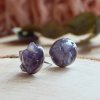 Náušnice pecky ametyst RG13002 kolekce Rough, Perlomanie