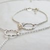 Stříbrný perlový náramek karma s bílou perlou Minimalist ML76003, Perlomanie
