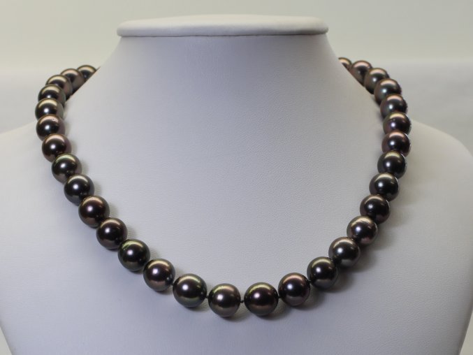 náhrdelník z tahitských perel 10-11 mm se zlatým uzávěrem
