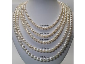 náhrdelník ze sladkovodních perel 7,5-8 mm se stříbrným uzávěrem