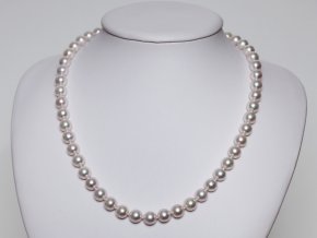 náhrdelník z mořských perel 7,5-8 mm se zlatou karabinou