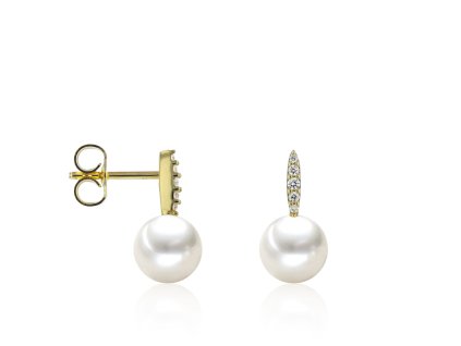 Briliantové náušnice se sladkovodní perlou