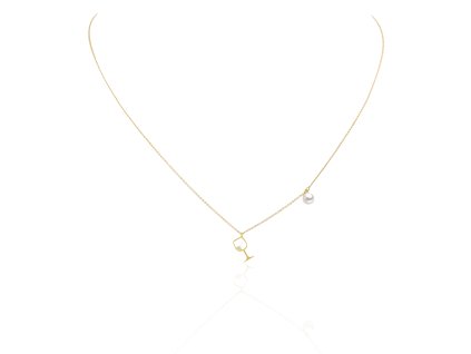 Zlatý řetízek s perlou Akoya a diamantem