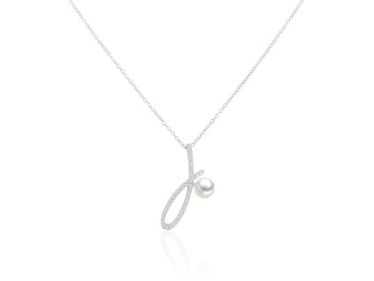 Stříbrný řetízek s perlou a zirkony