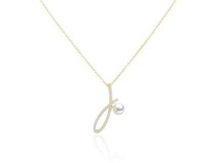 Pozlacený řetízek s perlou a zirkony