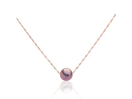 Náhrdelník z růžového 18kt zlata s perlou MING