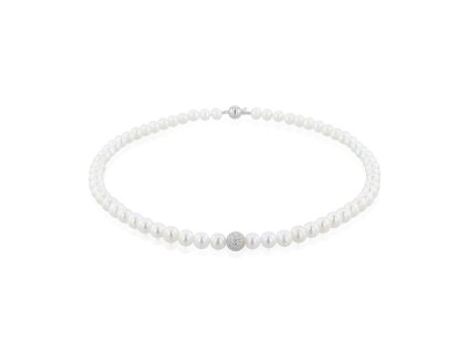 Perlový náhrdelník se stříbrnou kuličkou