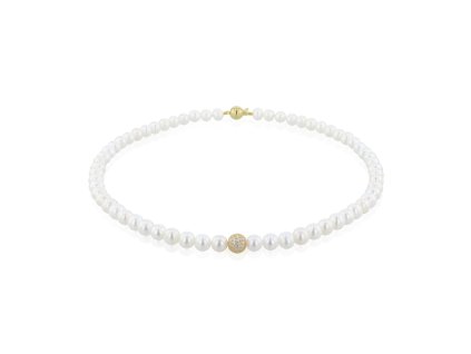 Perlový náhrdelník s pozlacenou kuličkou