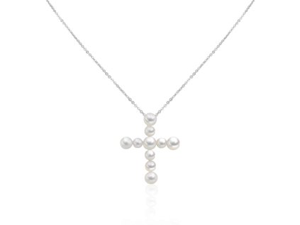 Stříbrný náhrdelník - perlový křížek