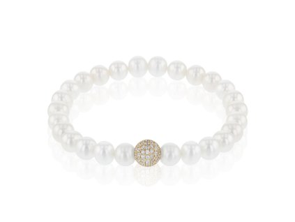 Perlový náramek s pozlacenou kuličkou