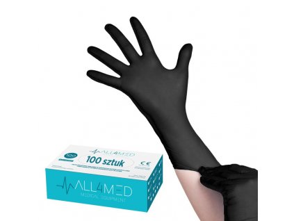 Jednorázové diagnostické nitrilové rukavice All4med černé xl