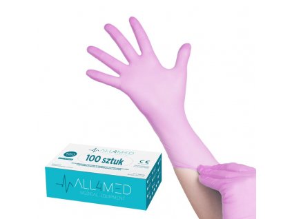 All4med jednorázové diagnostické nitrilové rukavice růžové m