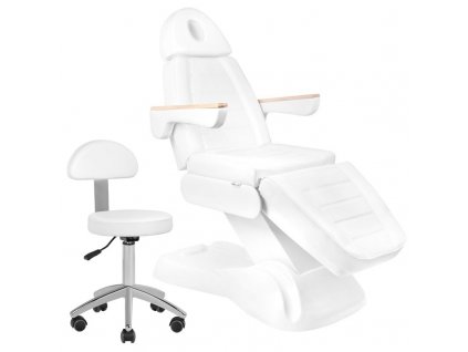 Elektrické kosmetické křeslo Lux 273b + kosmetická židlička 304 bílá