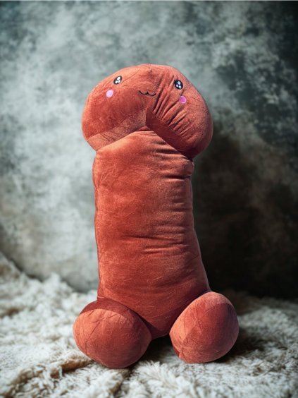 MEGA péro hnědé - obří plyšový penis 90 cm