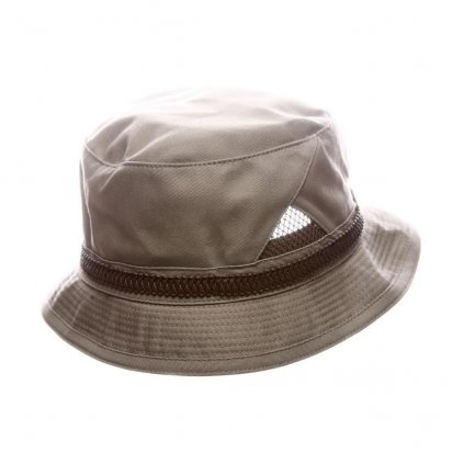 Pánský letní béžový Bucket hat s koženkovým páskem