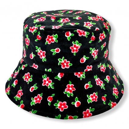 Dámský černý klobouk s červenými květy