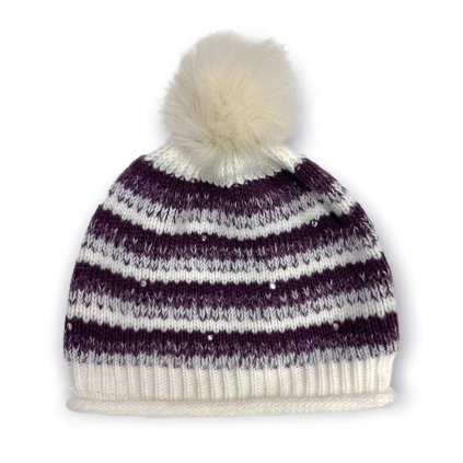 Dámská pletená čepice - fialová