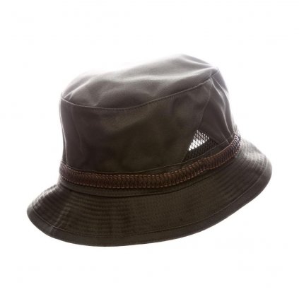 Pánský letní zelený"Bucket hat"s koženkovým páskem