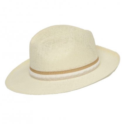 Pánský letní krémový klobouk Fedora (Velikost 55, Barva krémová)