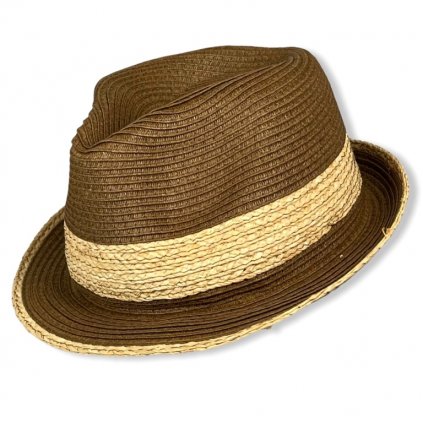 Pánský letní hnědý klobouk "Trilby"