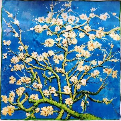 HEDVÁBNÝ ŠÁTEK Van Gogh - Větev mandlovníku