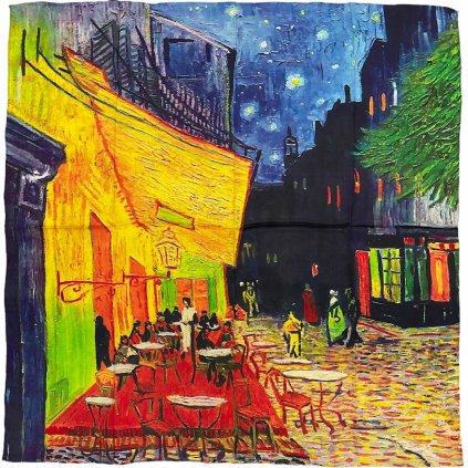 HEDVÁBNÝ ŠÁTEK Van Gogh - Terasa kavárny