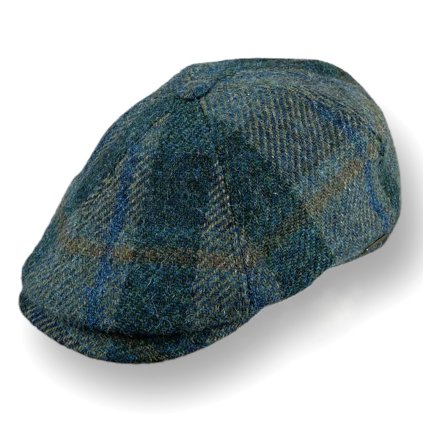 Pánská petrolejová bekovka HARRIS TWEED (Velikost L (58-59 cm), Barva petrolejová)
