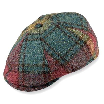 Pánská zeleno-oranžová bekovka HARRIS TWEED (Velikost M (56-57 cm), Barva zelená)