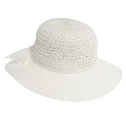 Dámský letní klobouk s velkou krempou (Velikost uni, Barva bílá)