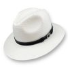 Pánský letní bílý klobouk Fedora (Velikost M (56-57 cm), Barva bílá)