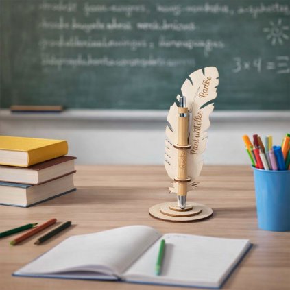 gravirovane pero so stojanom