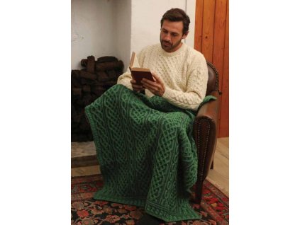Vlněná Merino deka, zelená