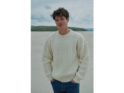 A823 InisheerTraditionalAranSweater Merino Cream 05