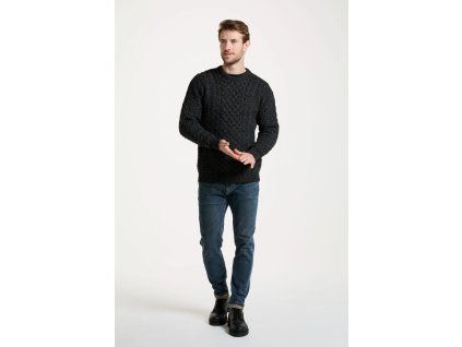 A825 InishbofinTraditionalAranSweater WorstedWool Charcoal 05