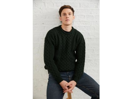 A823 InisheerTraditionalAranSweater Mens Merino Green 03 950b6a19 d6ec 4d3a a37d de83b72e2ce6