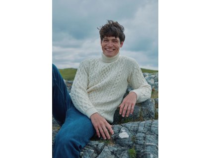 B406 KylemoreAranPoloNeckSweater Mens SupersoftMerino Cream 05 7fa3d50a 3694 4077 b17f ddc4e2722ea2