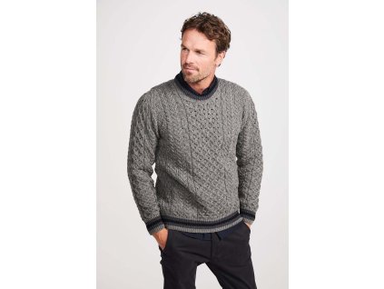 Tradiční Irský svetr Aran s kulatým výstřihem - B137/119