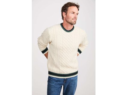 Tradiční Irský svetr Aran s kulatým výstřihem - B137/124