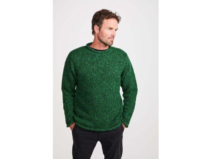 Irský svetr Donegal Tweed s rolovaným límcem a lemy - R193/133