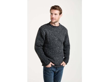 Irský svetr Donegal Tweed s rolovaným límcem a lemy - R193/454