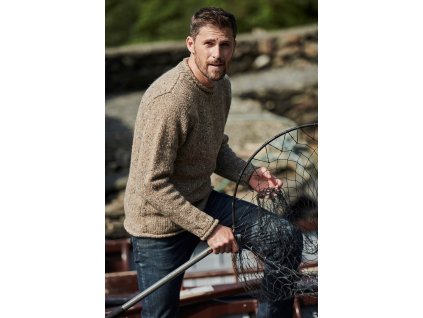 Irský svetr Donegal Tweed s rolovaným límcem a lemy - R193/457
