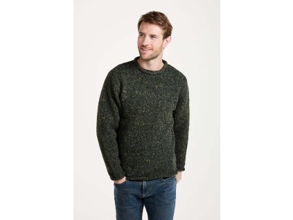 Irský svetr Donegal Tweed s rolovaným límcem a lemy - R193/628
