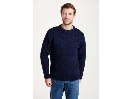 Irský svetr Donegal Tweed s rolovaným límcem a lemy - R193/696