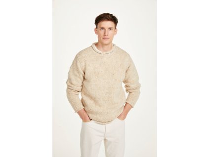 Irský svetr Donegal Tweed s rolovaným límcem a lemy - R193/757