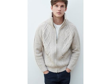 Irský ručně pletený svetr Aran Cardigan se zapínáním na zip - S156/040