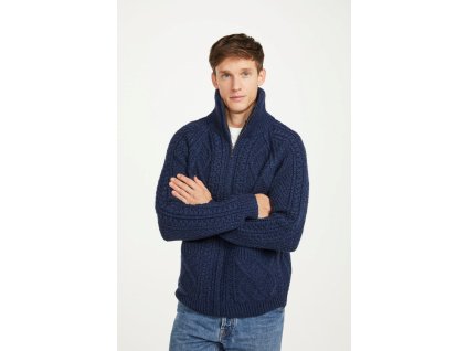 Irský ručně pletený svetr Aran Cardigan se zapínáním na zip - S156/670