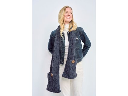 Irská pletená šála s kapsami-A721/070