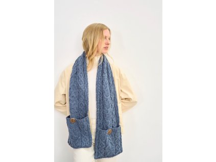 Irská pletená šála s kapsami-A721/206