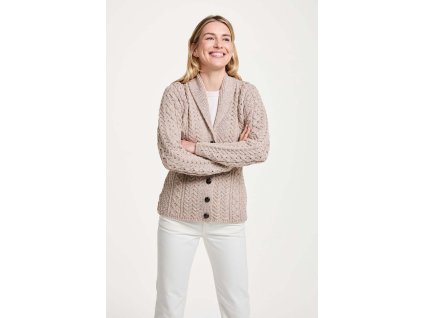Irský dámský svetr Cardigan s šálovým límcem - B164 /077
